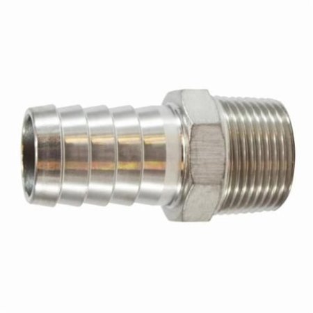 MIDLAND METAL Hose Nipple, 14 Nominal, Barb x MIP, 150 psi, 40 to 160 deg F, ASTM A351 Cast Stainless Steel, I 73951